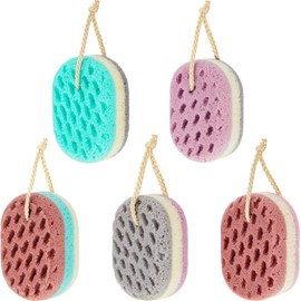 Boao 5 Piezas Esponja de Baño Suave Fibra Corporal Suave y Calmante Esponja de Ducha Exfoliante para Mujeres y Hombres - Color Aleatorio