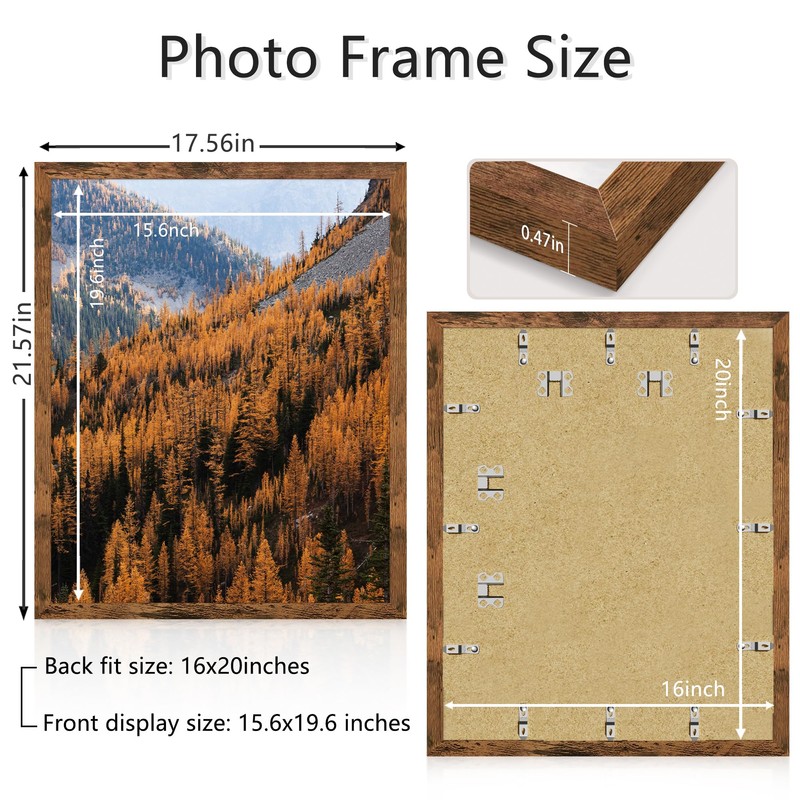 Picrit 16x20 Picture Frame, Photo Frame for Wall Mounting Display,