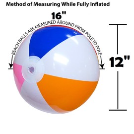 Zugar Land Large Colorful Inflatable Beach Balls - 2 Pack (16") Summer Inflate Balls Toys for Pool Beach Hawaii Luau Birthday Party Decor Party Favor (2)