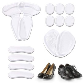 Shoe Chafing Prevention, Heel Pad, T-shape, Insole, Gel Heel, Size Adjustment, Anti-Slip, Cushion, Anti-pacaka, Heel Pad, Protective High Heels, Pumps, Leather Shoes, Shoe Shifting, Men's, Women's, Set of 7 Pairs (1) Transparent, 14 Pieces)