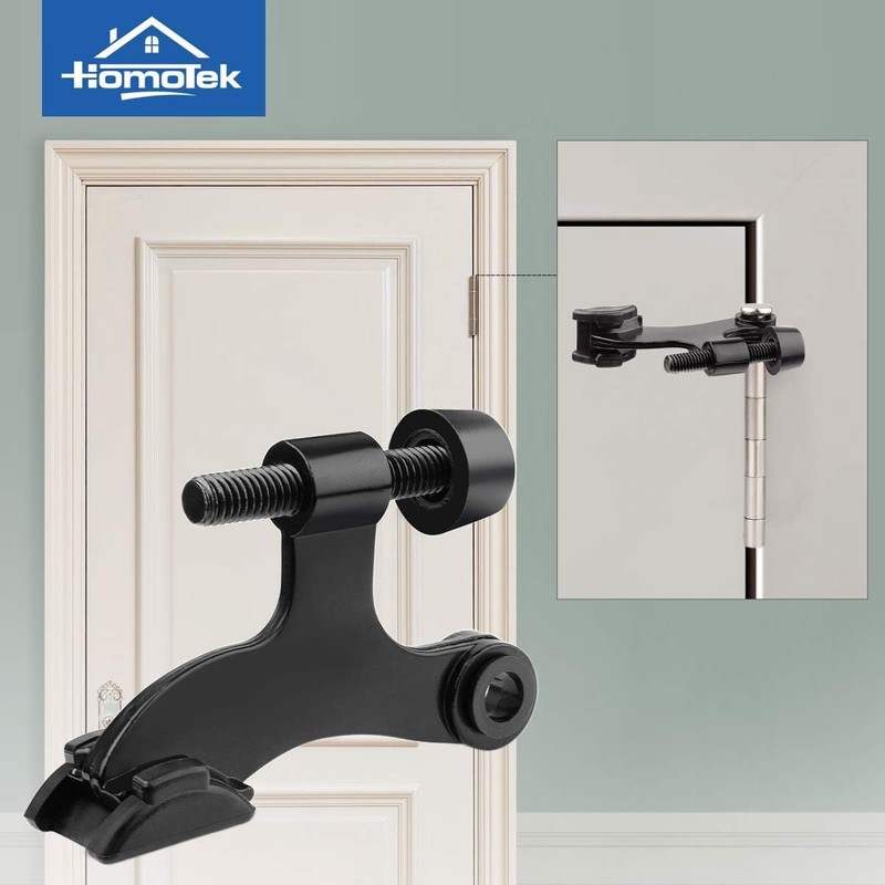 HOMOTEK 3 Pack Hinge Pin Black Door Stopper,Adjustable Deluxe Heavy