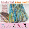 CelineBella Colorful Hair Tinsel Extensions Kit,Gold Silver Blue Ombre Effect,3-Tones