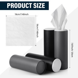 Mifoci 12 Pack Car Tissue Holder with Facial Tissues, Cylinder Car Tissues Box for Vehicle Cup Holders Refill Round Container (Black, Gray)