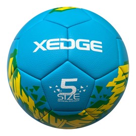 XEDGE - Pelota de fútbol de tamaño oficial, talla 5, para niñas, niños, jóvenes, adolescentes, adultos, costura a máquina para juegos en interiores y exteriores (azul, talla 5)