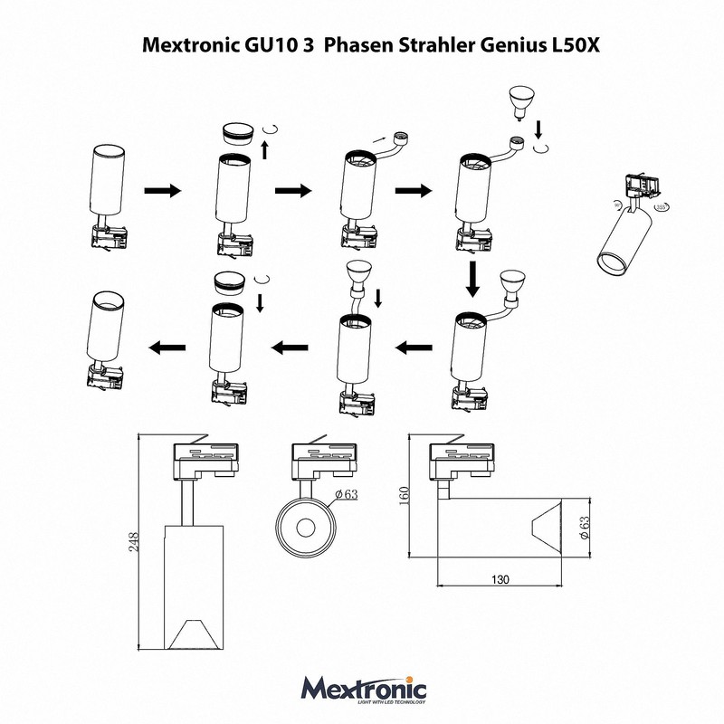 LED 3 Phases Lamp Genius L504 for Rail System