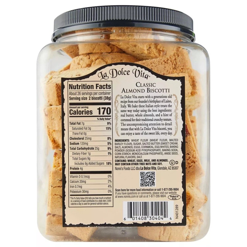 Nonni's La Dolce Vita Classic Italian Almond Biscotti 34 Ounce