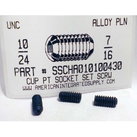 AMERICANINTEGRATEDSUPPLY.COM #10-24x7/16 Hex Socket Set Screws Cup Point Alloy Steel (25)