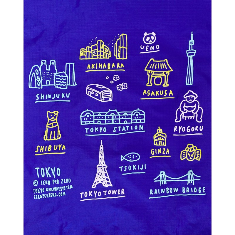 BAGGU Standard Eco Bag, Pattern, 100% Recycled, Tokyo MAP Cobalt