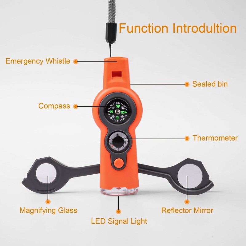 Emergency Survival Function Whistle, Outdoor Multifunctional Tool Safety Whistle with