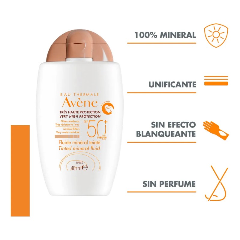 Protector Solar Avne Fluido Mineral Con Color SPF50 40ml