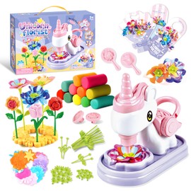 Trubic 2-in-1 Flower Craft Making Set, One Press DIY Flower Bouquet Machine with Modeling Clay, Creative Handmade Art Craft Toy for Kids Girls Age 3+