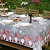 Yrendenge Christmas Grey Tablecloth, Santa Snowflake Rectangular Washable Tablecloth, Waterproof