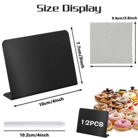 JULBEAR 12 Pieces Mini Chalkboard Signs, 4 x 3 inch Small Black Chalkboard Signs for Labeling, Handheld Table Top Menu Blackboard with Base, Message Tabletop Board