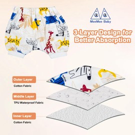 MOEMOE BABY Leakproof Bedwetting Diaper Pants Absorbent Overnight Diaper Short for Boys and Girls 2 Packs Pink