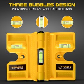 BUBBLE LEVELS | 2 Pack | Adjustable Folding Magnetic Spirit Levels | Magnetic Post, Pipe, Column and Corner Levelling Spirit Level | 188 mm x 134 mm