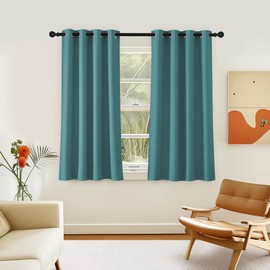 NICETOWN Room Darkening Short Curtain 54 inches Long for Living Room, Grommet Sound Reducing Thermal Insulated Curtains for Bedroom Nursery Window, 46W x 54L, 1 Piece, Sea Teal