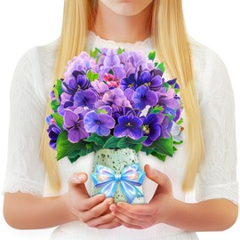 GREETING ART Pop Up Card Bouquet, Violet, 10.8 Inches, 3D Birthday Card, Wedding Card, Anniversary Card, Get Well Soon Card for Women, Mothers and Wives