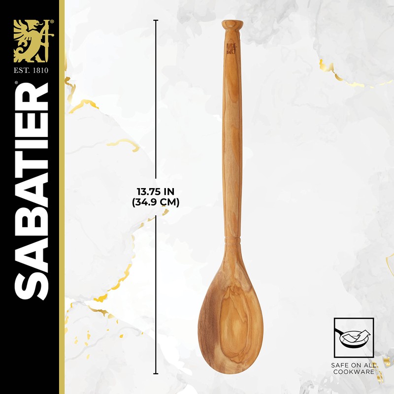 Sabatier Olivewood All-Purpose Spoon, Perfect for stirring, mixing, basting, or