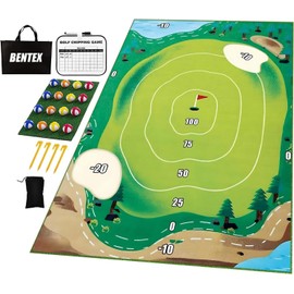 Bentex Golf Chipping Game Mat with Scoreboard Sticky Golf Practice Mats Indoor Outdoor Games for Adults and Family Golf Training Aid Equipment Backyard Games Golf