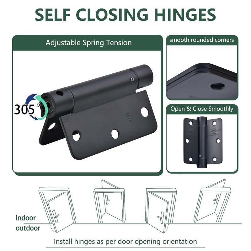 SORGMACH Self Closing Hinge 3 ½"x 3 ½" Adjustable 3