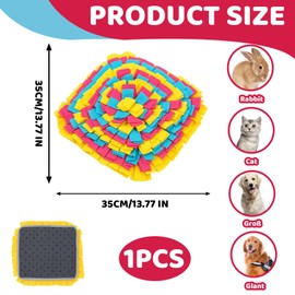 Dog Snuffle Mat, Puppy Snuffle Mat for Small Medium Dogs, 35x35cm Felt Sniff Mat for Dogs with Slow Feeding Design, Mental Stimulation Training Mat for Travel Use