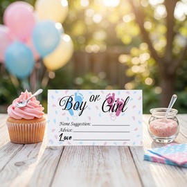 50 Gender Reveal Party Voting Cards,Baby Shower Game Cards, Boy or Girl Vote Gender Reveal Game Cards for Baby Shower Party Supplies, Blue and Pink, 3.5 x 2 Inches
