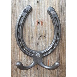 Handcrafted CAST Iron Antique Style Horseshoe Double Robe Hook for Hanging Coats Dog Leads Cabin Hooks Bridle Hooks | Metal Door Hooks | Bridle Hook | Cabin Hooks | 120mm x 80mm