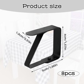 Nuqin Outdoor Tablecloth Clamps,8 Pcs Table Cloth clips for Outside Table,5×4cm Black Tablecloth Clips for Outside Picnic Party Wedding,Metal Tablecloth Clips for Outdoor Tables(Black)