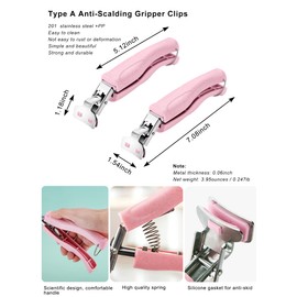SPTECHMAKE Kitchen Cooking Tongs，Stainless Steel Anti-Scalding Hot Bowl Dish Plate Gripper Clips Clamp Holder for Moving Hot Plate or Bowl with Food Out from Instant Pot Microwave Oven(2Pack) (Pink)