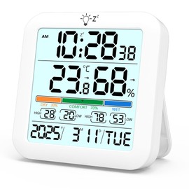 Timloon Digital Thermometer/Hygrometer, Indoor Temperature and Hygrometer, Large LCD Screen, Calibration Function, Maximum Minimum Value Recording, Temperature/Humidity Trend Arrow, Back Light