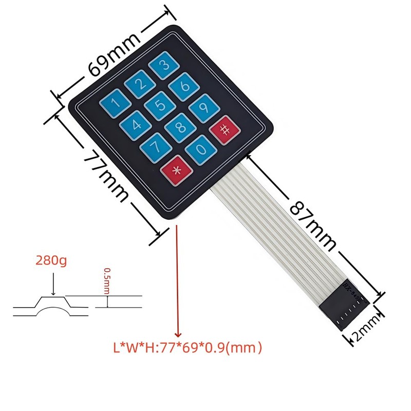 Yuuhseel 6Pcs 3x4 Keypad 12 Key Matrix Array Membrane Switch