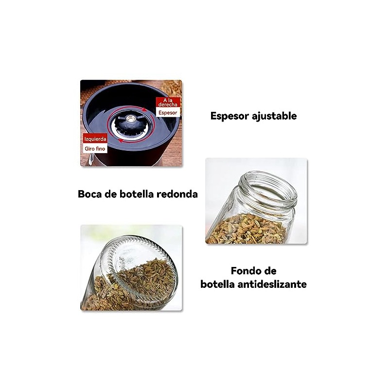 Molinillo Manual 2 en 1 de Sal y Pimienta, Ajustable