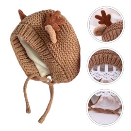 GALPADA 1pc Christmas Antler Hat Crochet Knitted Hat Yarn Cap Hat for Kids Christmas Knitted Hat for Baby Kids Reindeer Knit Hat Baby Christmas Hat Infant Products Men and Women Antlers Coffee