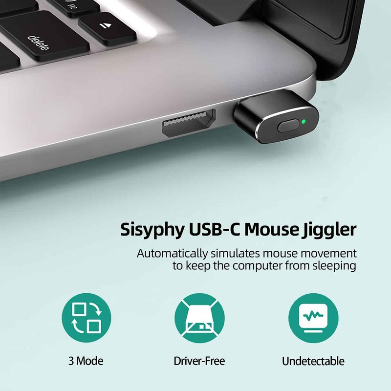 Sisyphy Mouse Jiggler USB C Port, Undetectable Mouse Emulator Auto