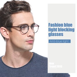 Cyxus Blue Light Filter Glasses Women Men Glasses Frame Round Retro Glasses Anti Harmful Blue Light (8065 Brown), brown