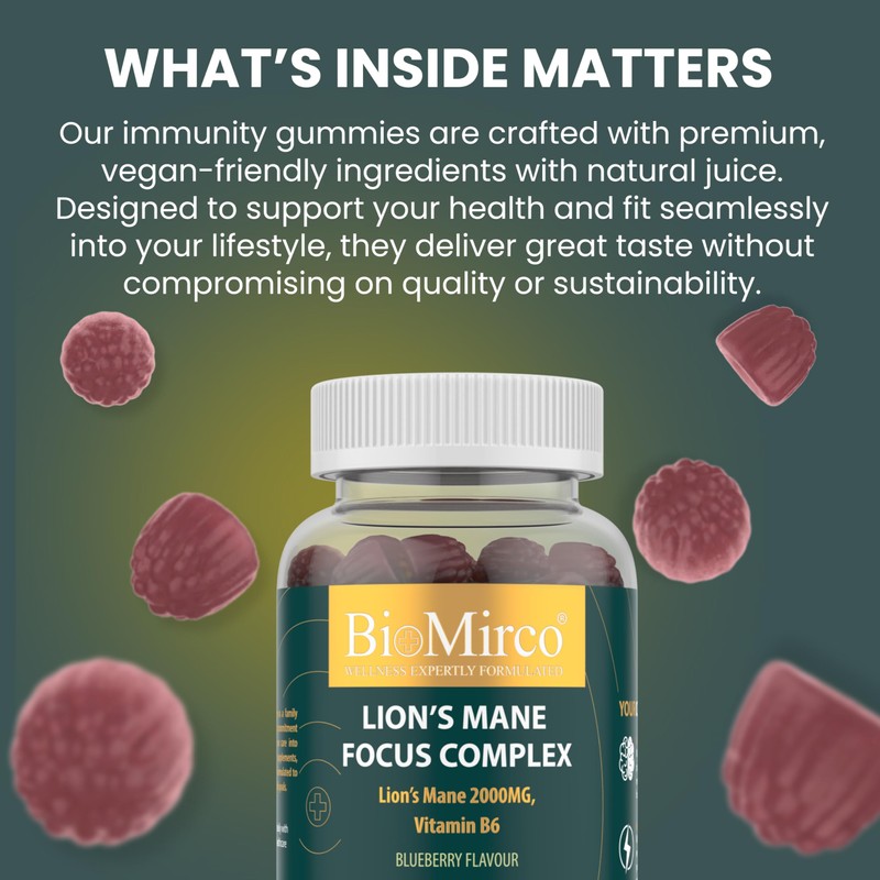 Lion’s Mane Focus Complex Gummies – Blueberry Flavour – 2000mg