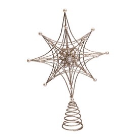 Kurt Adler 14-inch Metal Gold & Pearl Snowflake Treetop