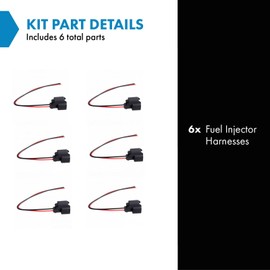 TRQ Fuel Injector Pigtail Harness Kit Set of 6 Compatible with Chevy Mazda Ford Hyundai