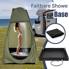 DINSONG Tragbare Duschwanne, 2 In 1 Faltbare Camping Dusche Basis Mit Abflussrohr, Outdoor-Faltduschabtrennung, wasserdichte Zeltmarkise unten für Haustierbad, Camping, Reisen