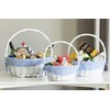 White Round Willow Gift Basket, with Blue Gingham Liner and