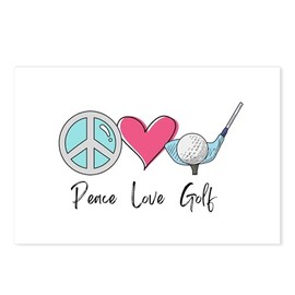 CafePress 1980S Retro Golfer Peace Love Golf Postcards (Package of 8), 6"x4" Printed Note Card