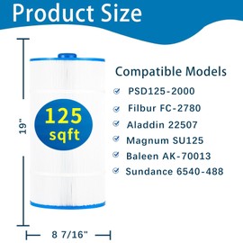 Savener Spa Filter Compatible with 6540-488,Sundance Double End 120, PSD125-2000, C-8326, FC-2780, Magnum SU125,125 sq.ft, 1 Pack