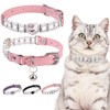 EXPAWLORER Cat Collar with Bells-Rhinestones Adjustable Soft Leather Cat Accessories,