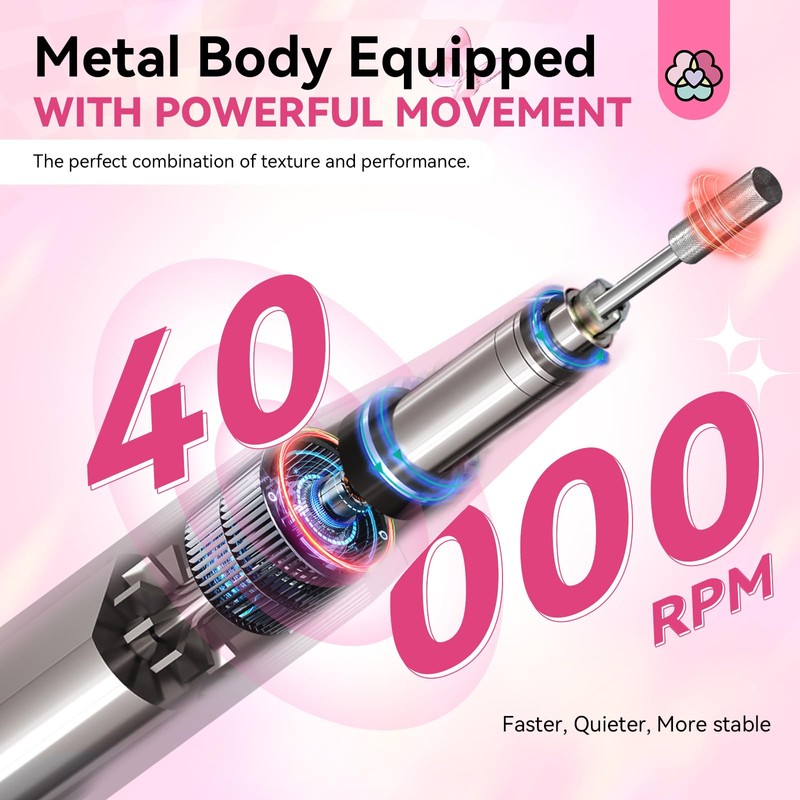 SAVILAND Professional Electric Nail Drill Machine: 40000RPM Rechargeable Nail Drill