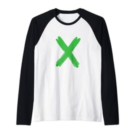 Creative Bold Green Letter X - Design Alphabet - Marker Raglan Baseball Tee