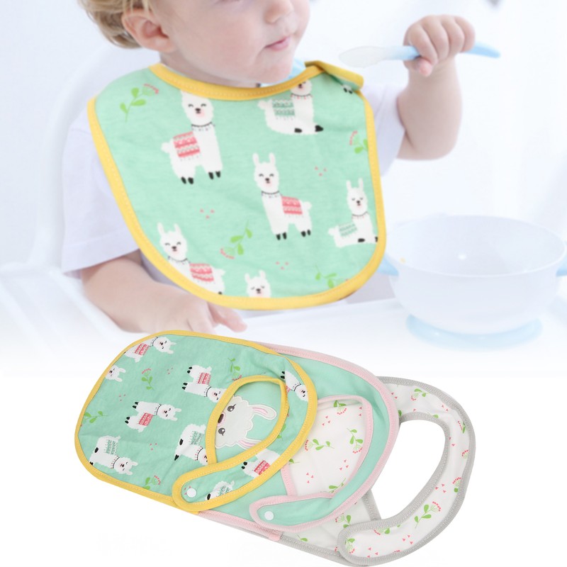 3Pcs Insular Baby Cotton Bibs Cotton Cartoon Print Pattern Eating
