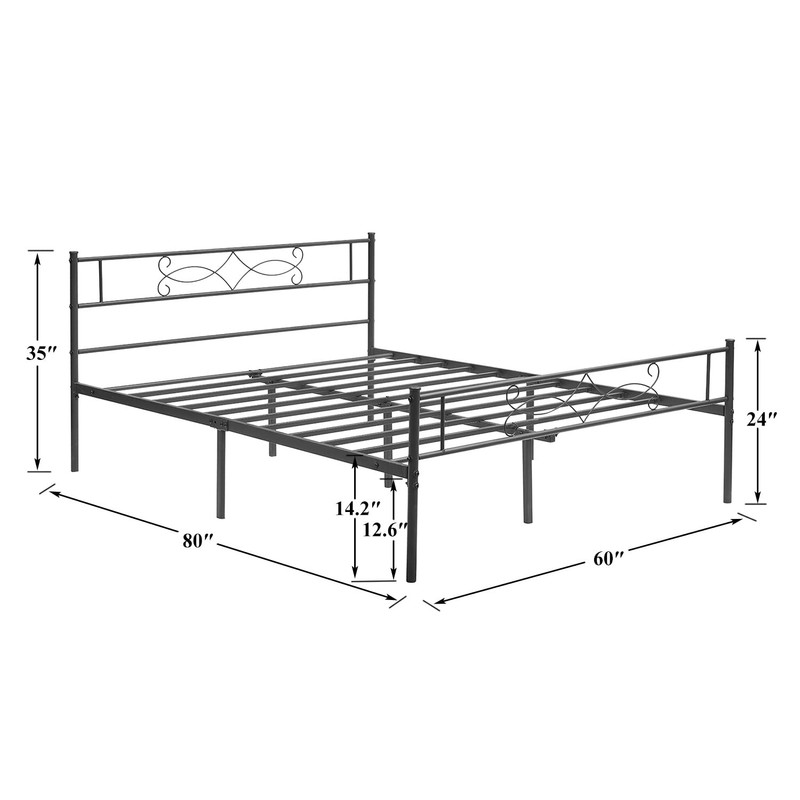 VECELO Queen Size Metal Platform Bed Frame with Headboard,No Box