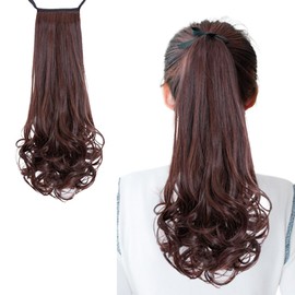 ideastore Ponytail Wig, Extension, Long Hair Extension, Natural Hair Extension, Length 17.7 inches (45 cm) (Dark Brown)