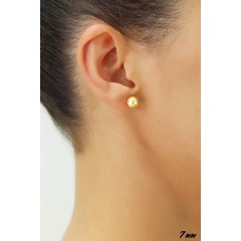 14k Yellow Gold Ball Stud Earrings with Secure Screw-backs (7mm)…