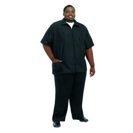 A Size Above Big & Tall Barber Jacket, Cut for Fuller Figures, Short Sleeve with Zipper Front, Left Breast Pocket Plus Two Lower Pockets, Lightweight, Water Resistant Nylon/Poly, Black, 3X